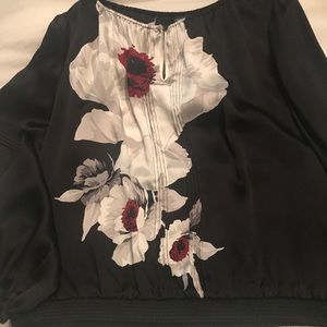 Long sleeve 100% silk blouse, beautiful floral des